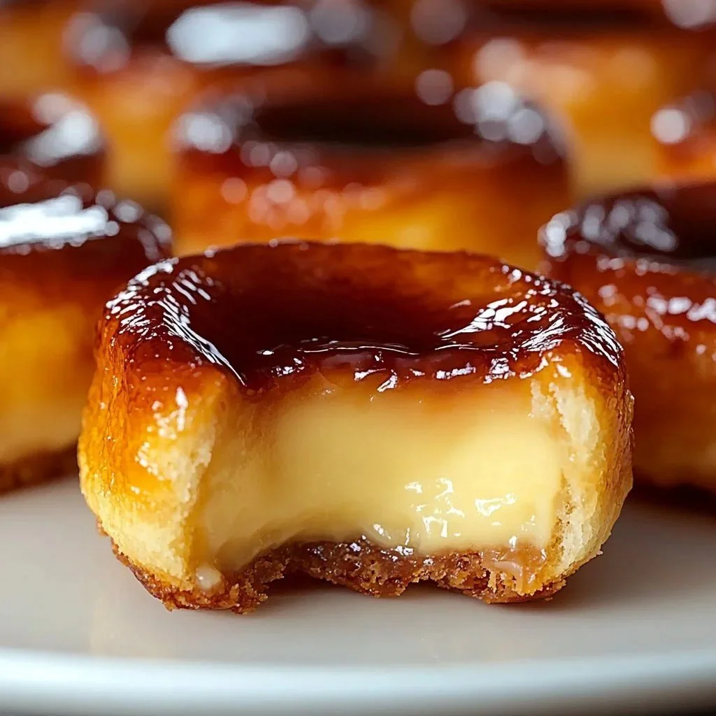Mini Creme Brulee Cheesecake Bites with caramelized sugar topping