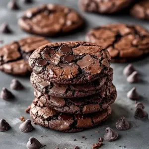 Delicious fudgy chocolate brownie cookies fresh out of the oven