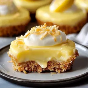 No-Bake Lemon Coconut Pie with whipped cream and toasted coconut flakes