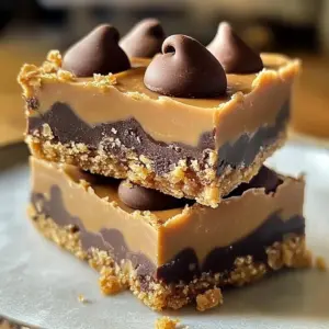 Delicious no bake peanut butter bars topped with chocolate.
