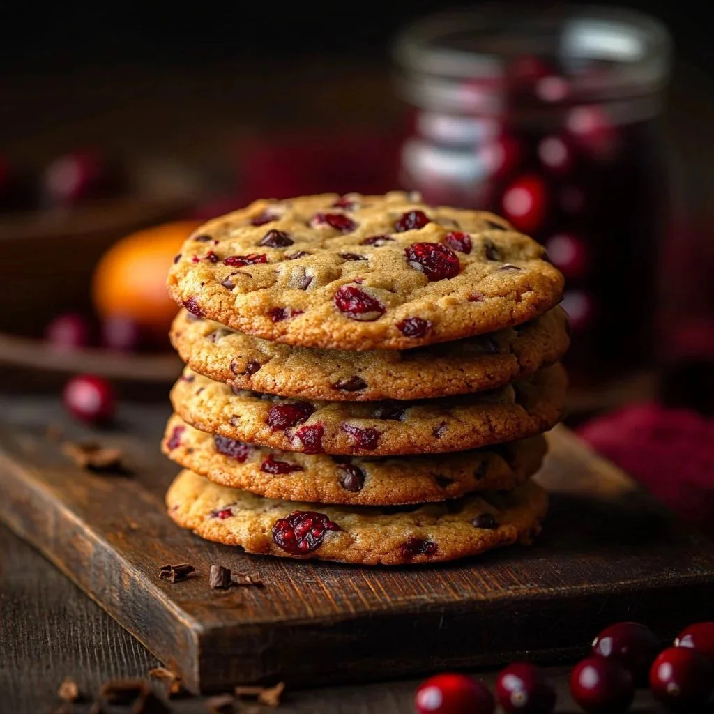 Freshly baked orange zest cranberry cookies on a cooling rack