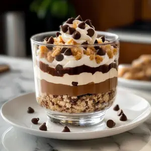 Delicious overnight oats topped with cookie dough, ready to eat.