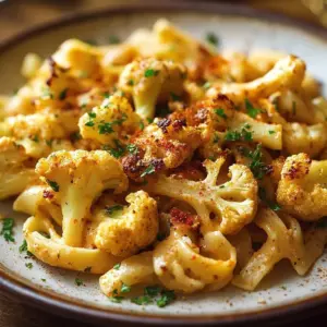 Delicious Parmesan Crusted Roasted Cauliflower served as a side dish