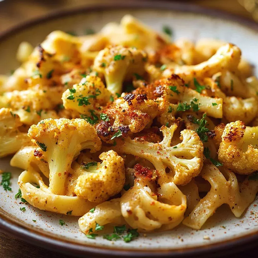 Delicious Parmesan Crusted Roasted Cauliflower served as a side dish