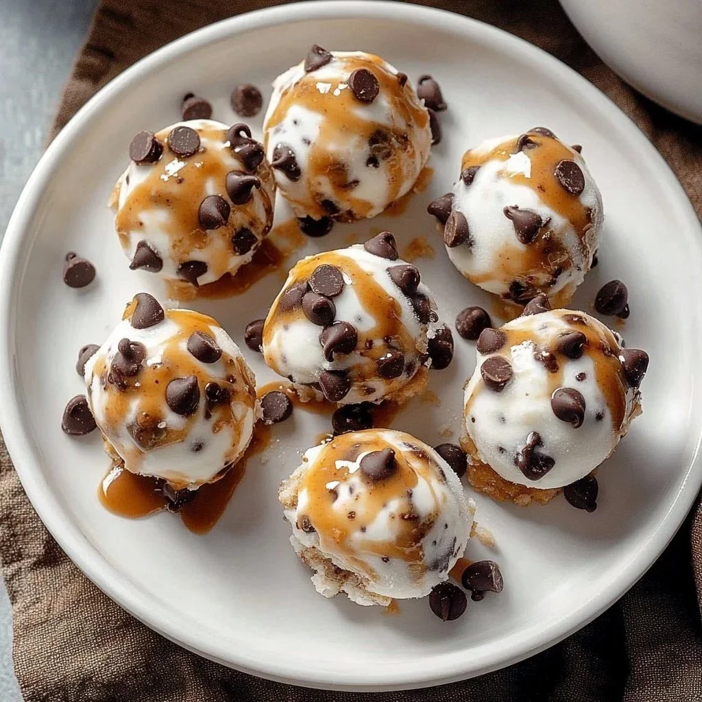 Peanut Butter Yogurt Bites with Chips on a plate