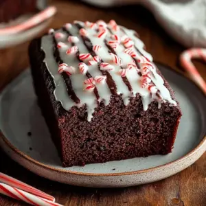 Freshly baked peppermint chocolate bread with chocolate chips and mint sprigs.