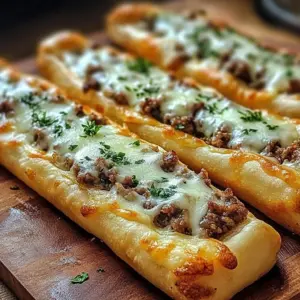 Delicious Philly cheesesteak stuffed breadsticks ready to serve
