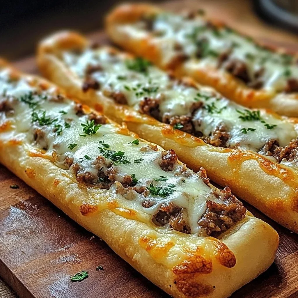 Delicious Philly cheesesteak stuffed breadsticks ready to serve