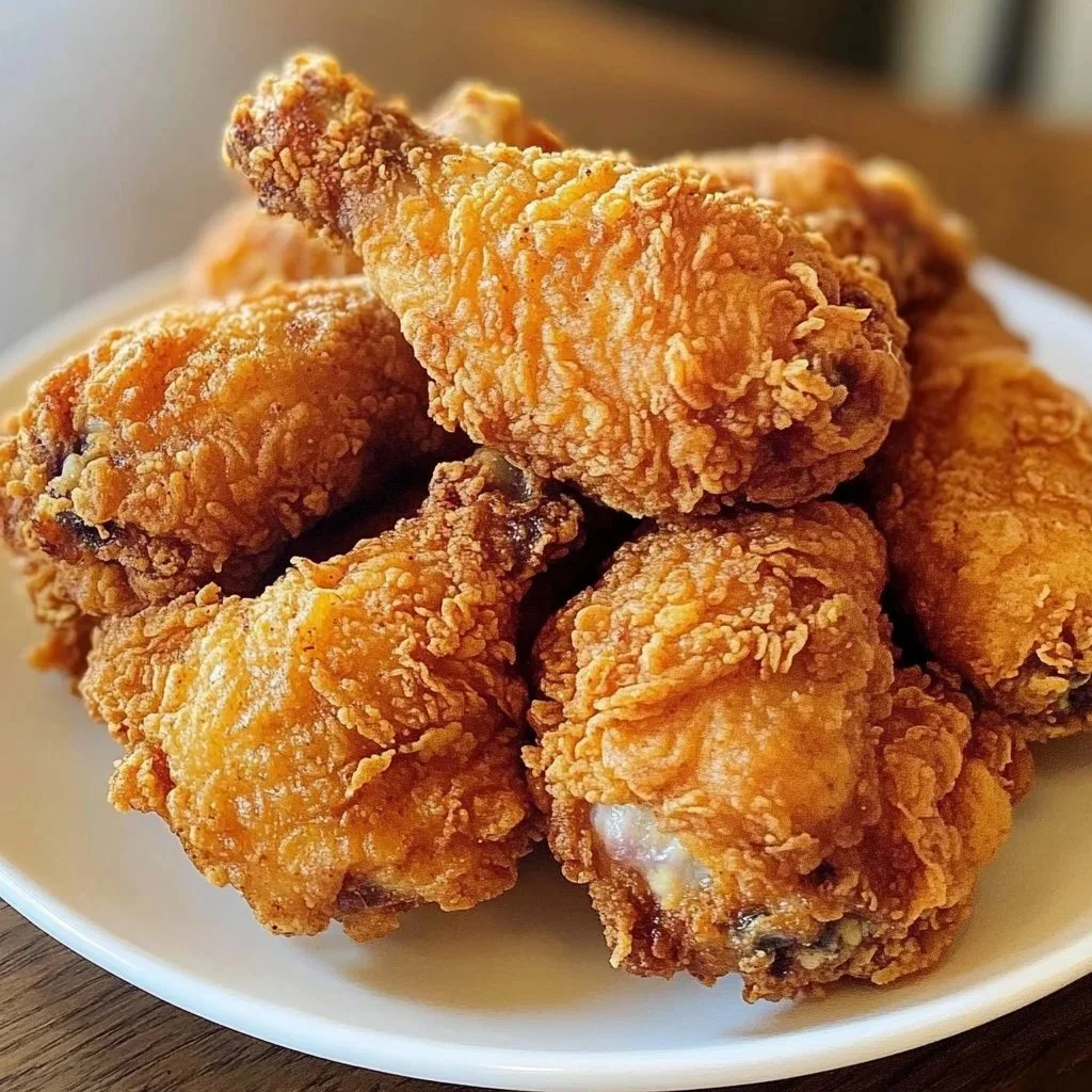 Popeye-style fried chicken served with sides and dipping sauces