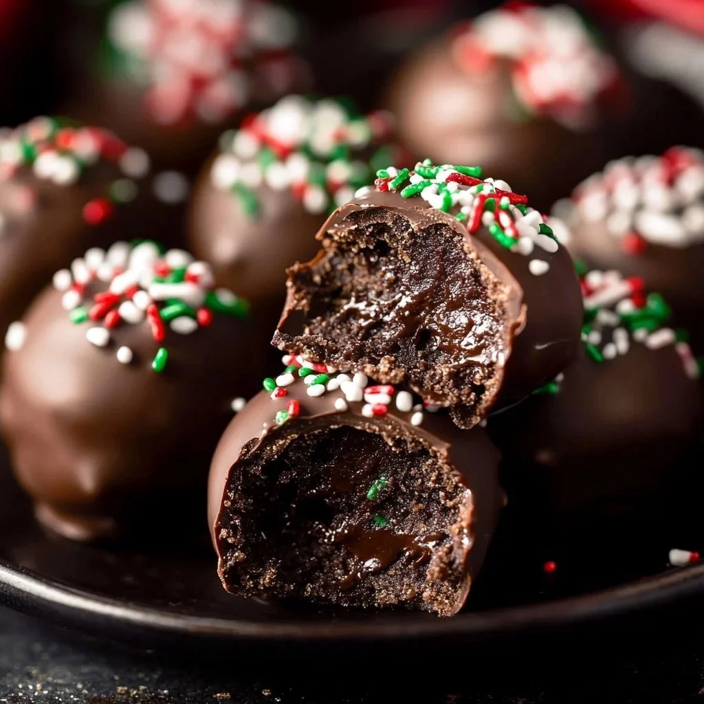 Delicious Peppermint Oreo Truffles on a festive plate