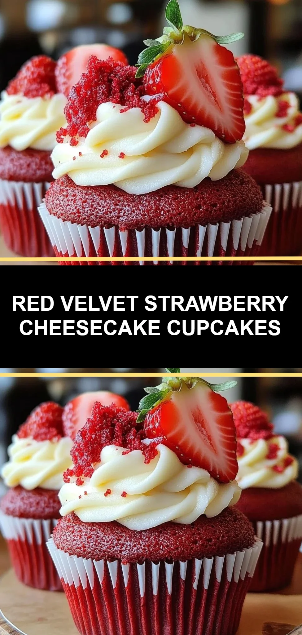 Red Velvet Strawberry Cheesecake Cupcakes