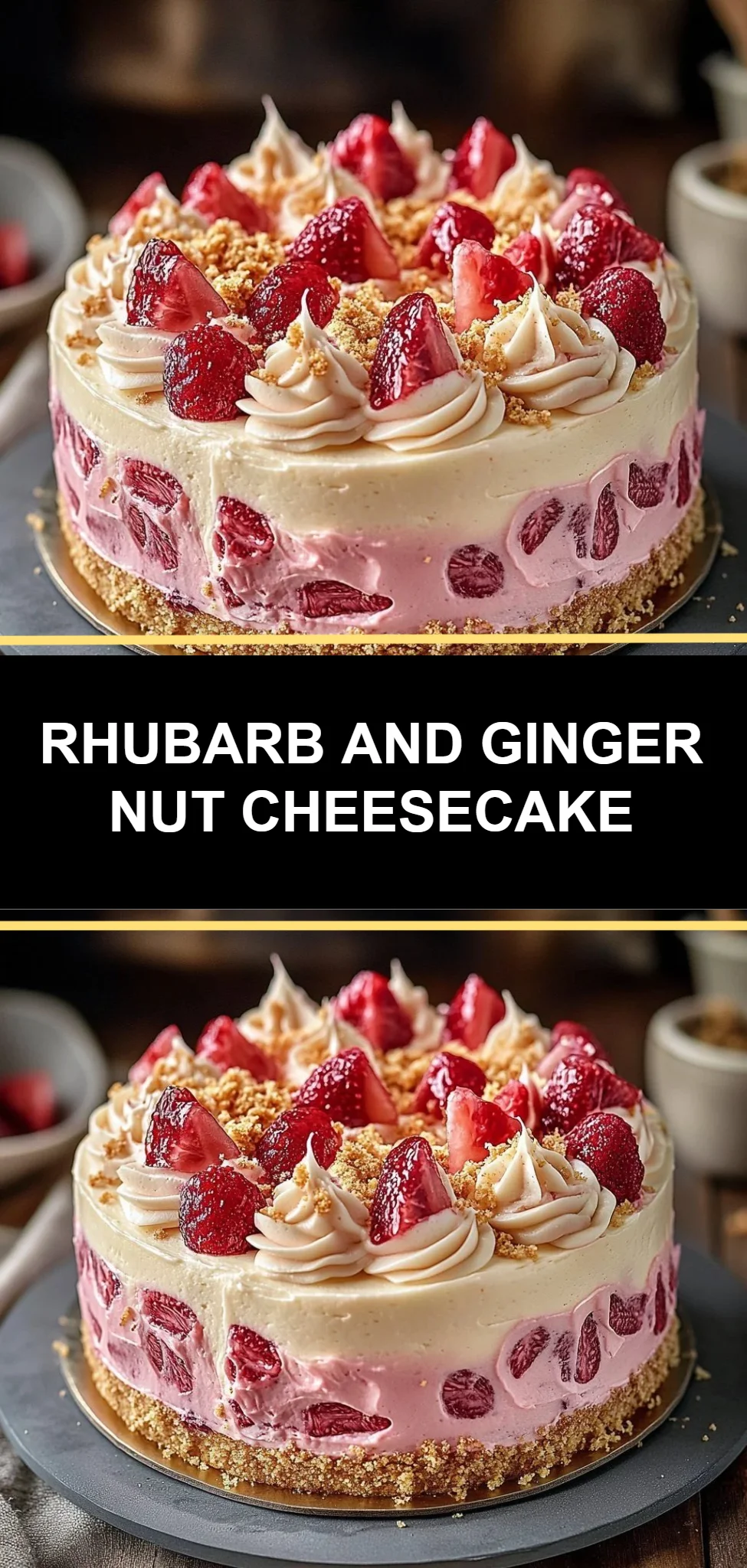 Rhubarb and Ginger Nut Cheesecake