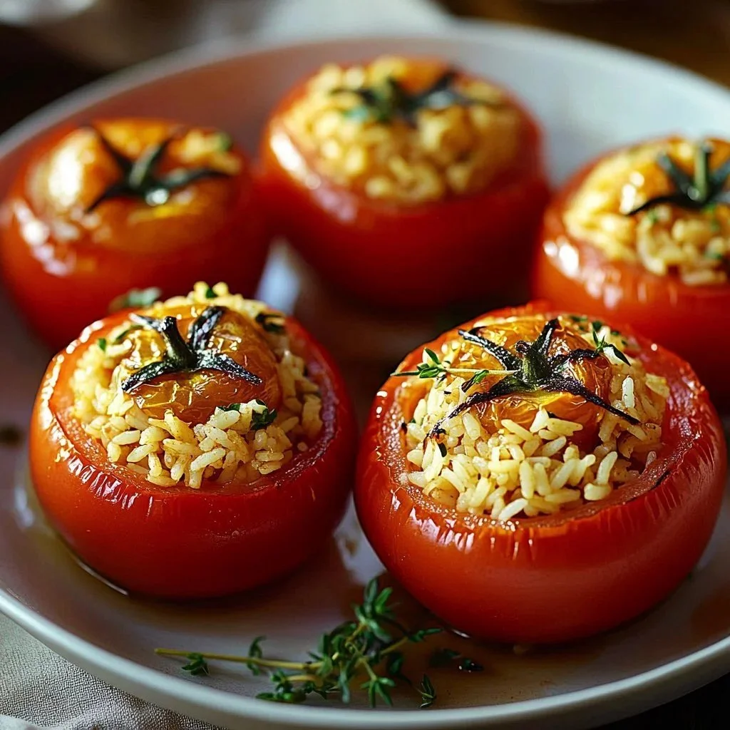 Delicious Roman rice stuffed tomatoes, a flavorful and colorful dish