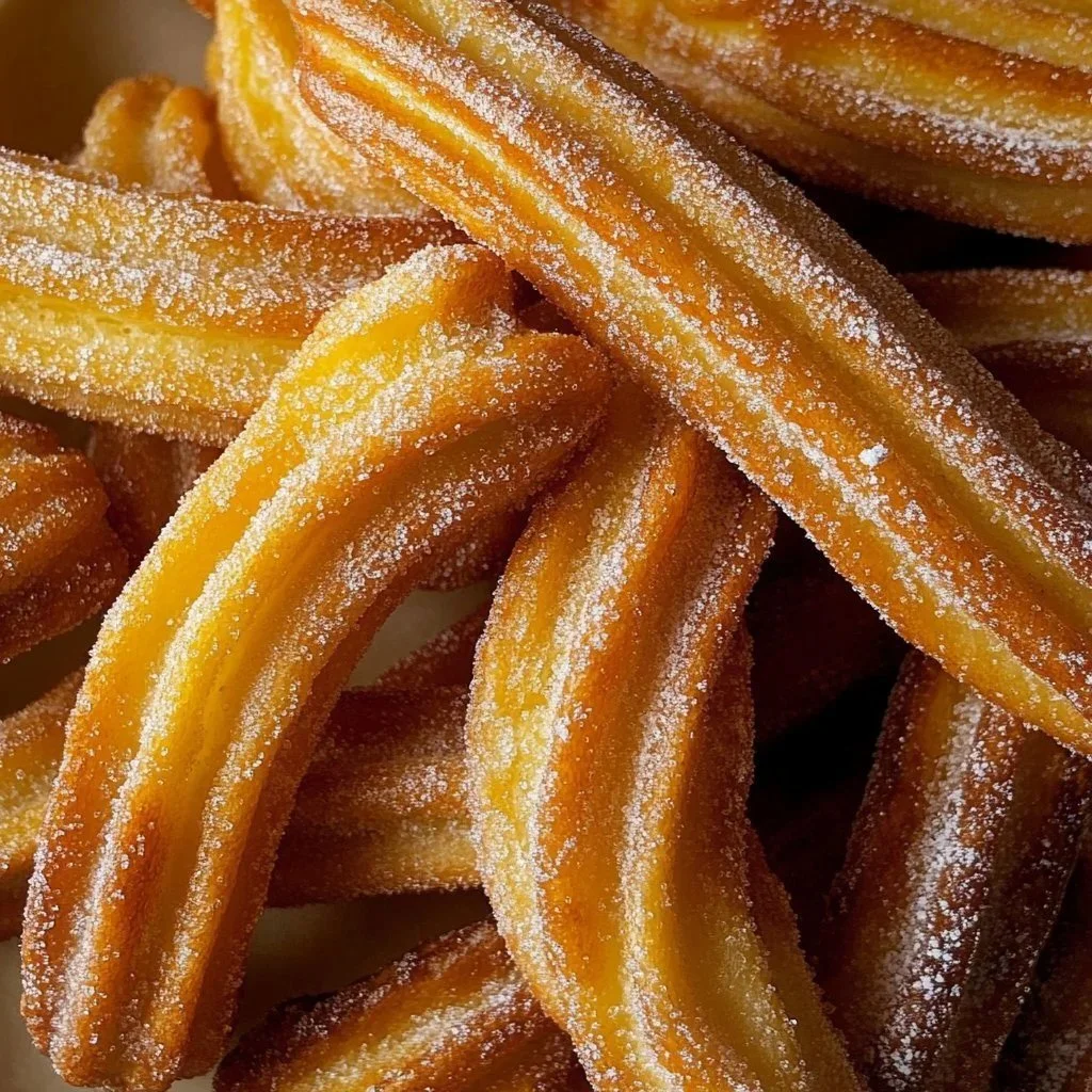 Delicious homemade churros dusted with sugar and served with chocolate dipping sauce