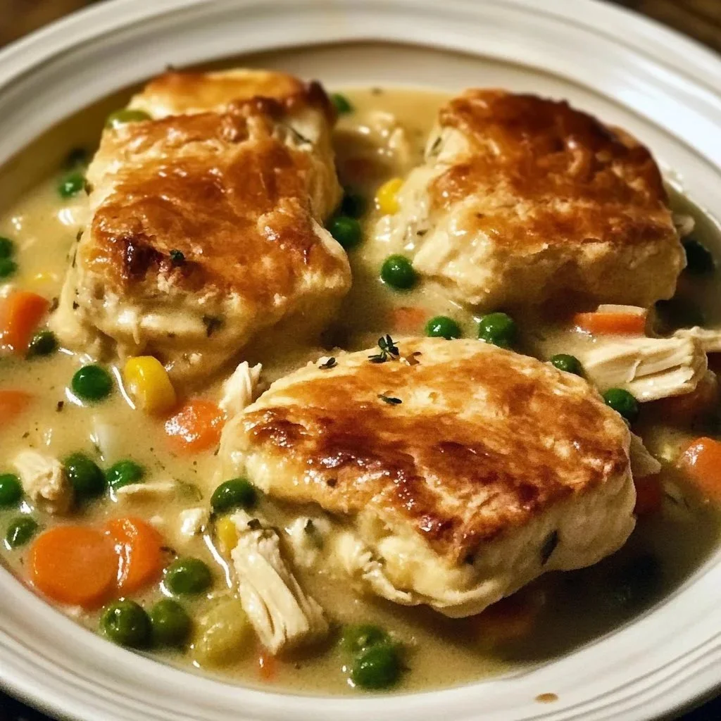 Delicious slow cooker chicken pot pie with flaky crust and savory filling