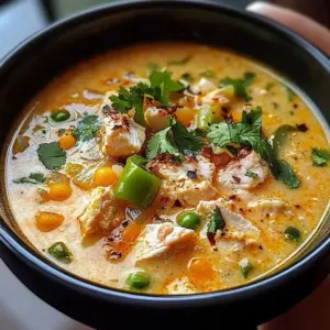 Bowl of Smoky Jalapeno Popper Chicken Soup garnished with cheese and jalapenos