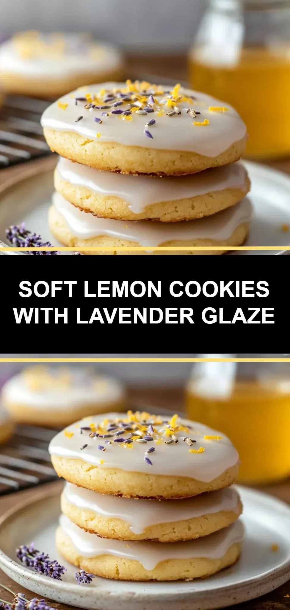 Soft Lemon Cookies with Lavender Glaze