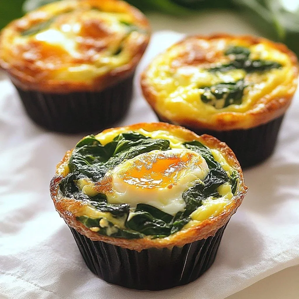 Spinach Egg Muffin Cups served with fresh herbs and a side of fruit