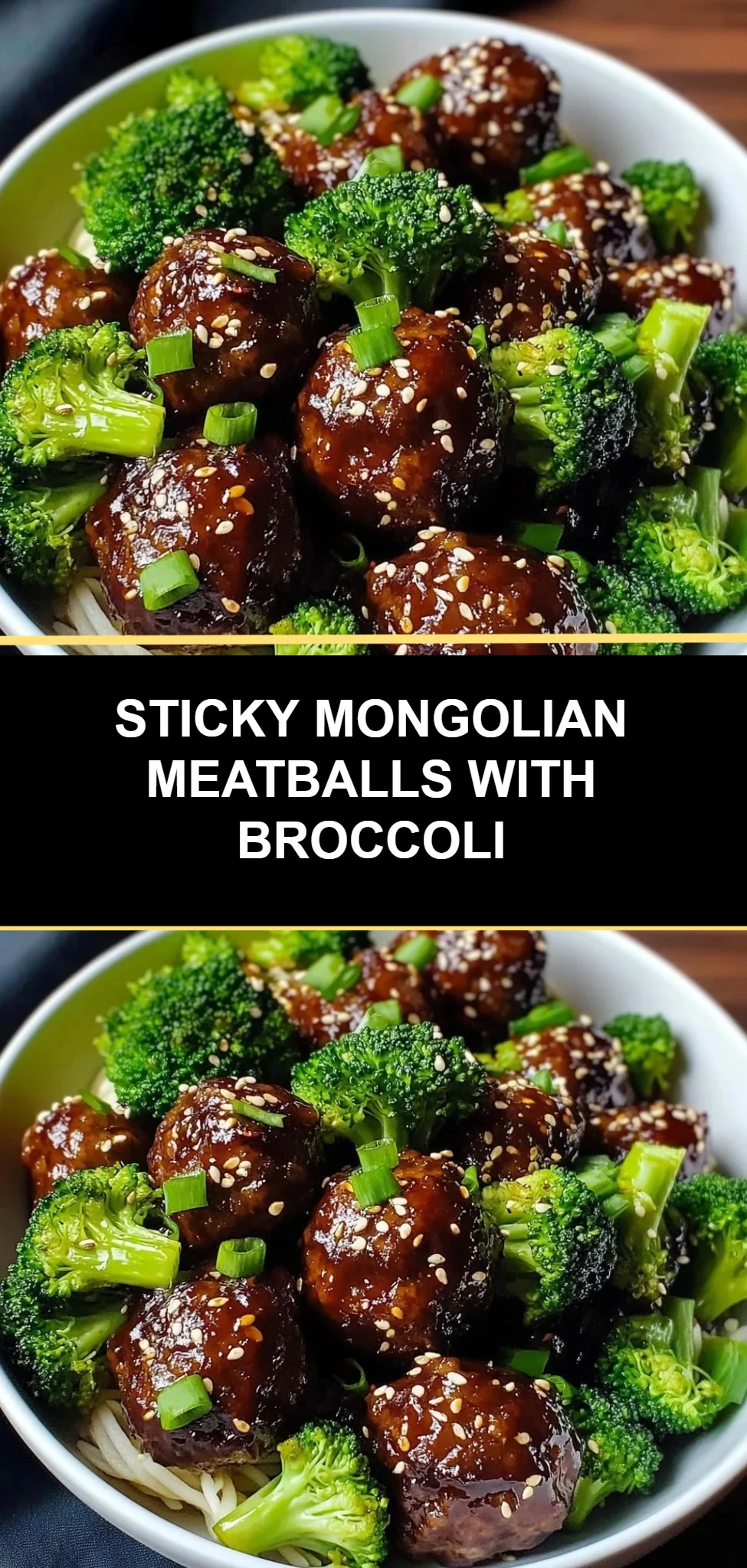 Sticky Mongolian Meatballs with Broccoli