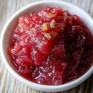 Jar of sweet tangy rhubarb jam on a wooden table