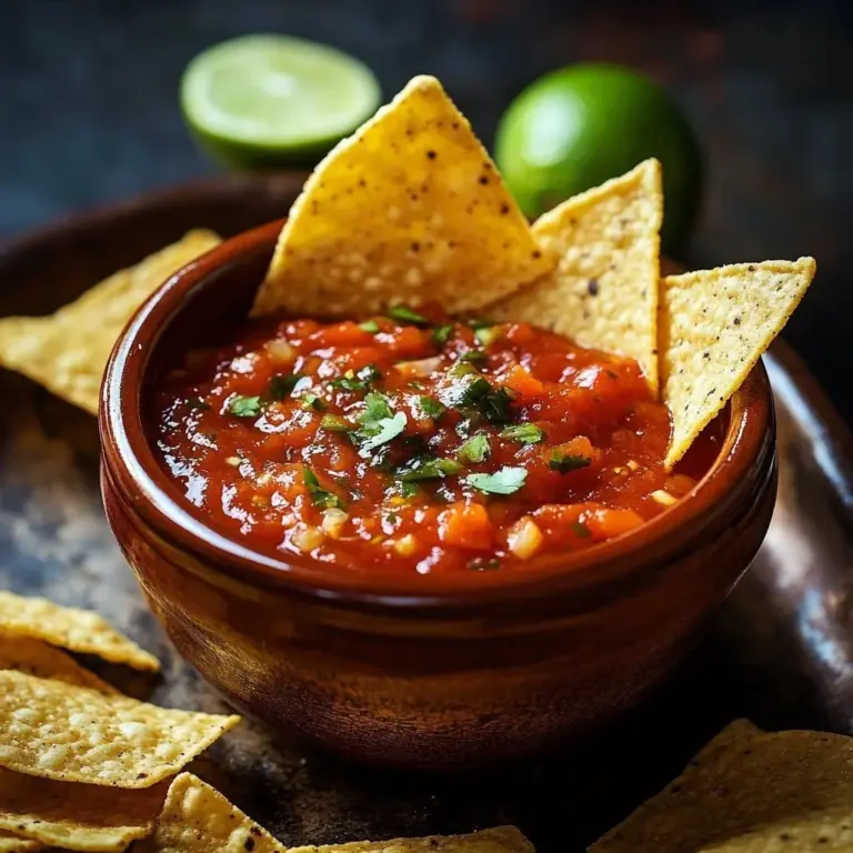 Bowl of traditional Mexican red sauce with fresh ingredients for authentic flavor