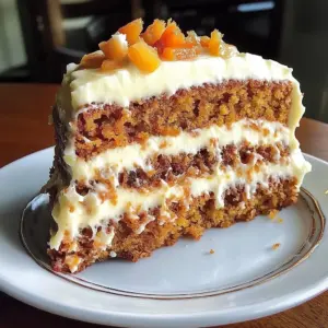 Tropical Carrot Pineapple Cake topped with cream cheese frosting and garnished