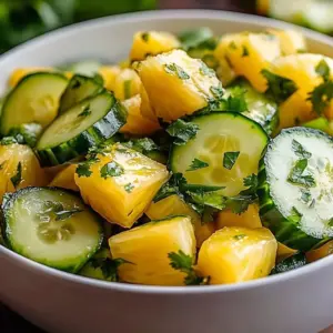 Tropical Pineapple Cucumber Salad with vibrant colors and fresh ingredients
