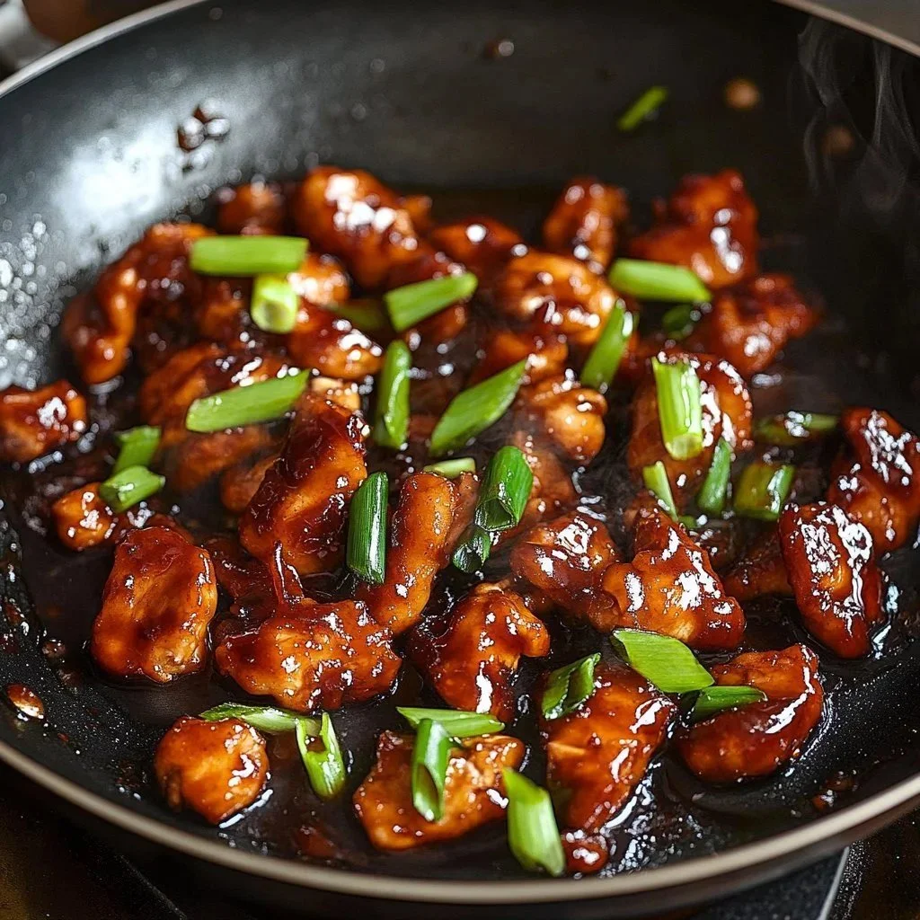 Delicious plate of twenty-minute Mongolian Chicken with vegetables and sauce