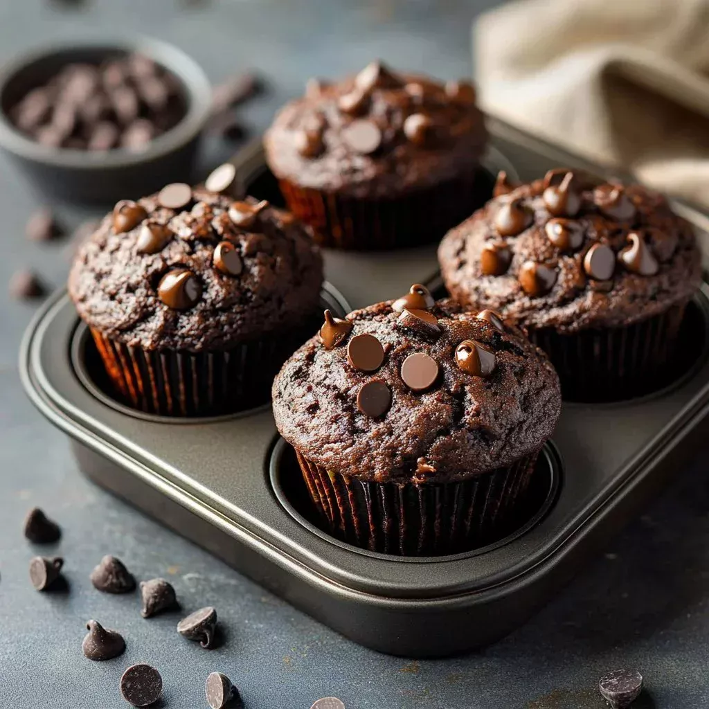 Healthy guilt-free chocolate muffins fresh out of the oven