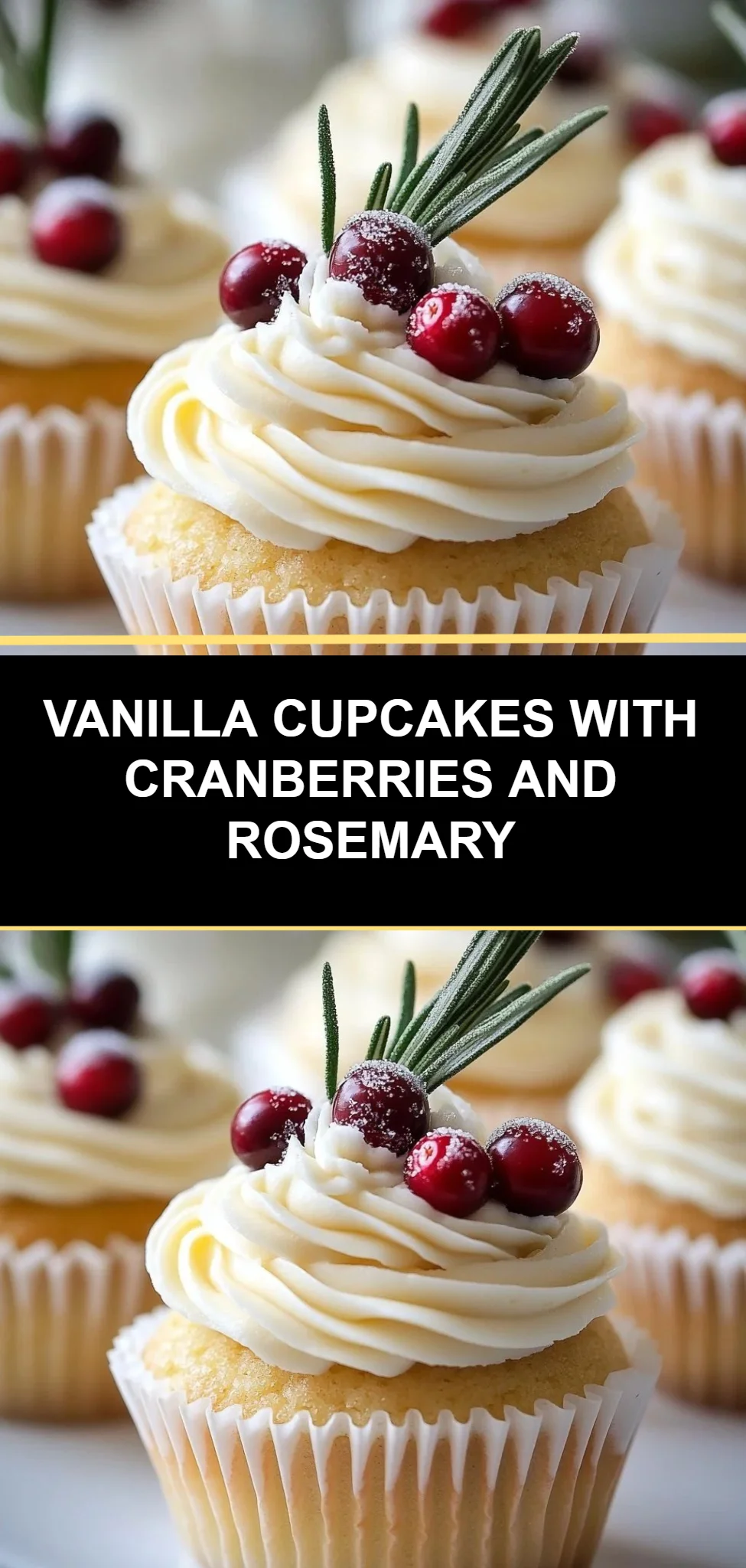 Vanilla Cupcakes with Cranberries and Rosemary