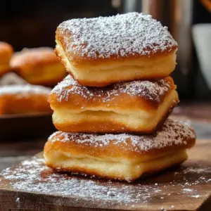 Delicious vanilla infused French beignets dusted with powdered sugar
