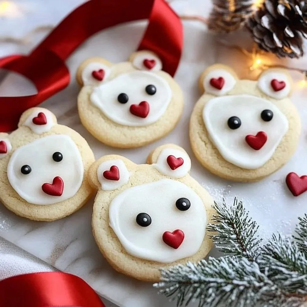 Decorative Winter Polar Bear Cookies for holiday celebrations