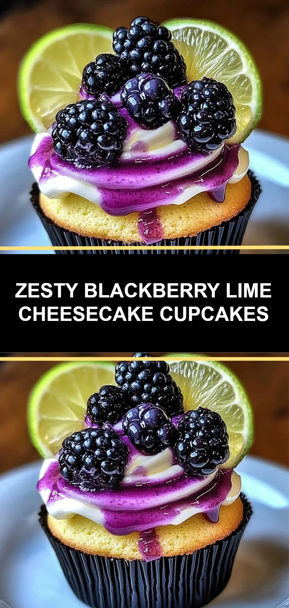Zesty Blackberry Lime Cheesecake Cupcakes